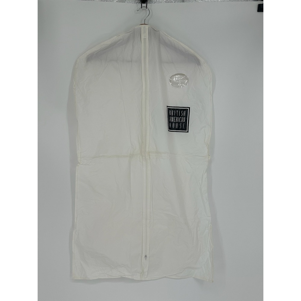 British American House White Garment Bag with Logo and Clear Window Zippered